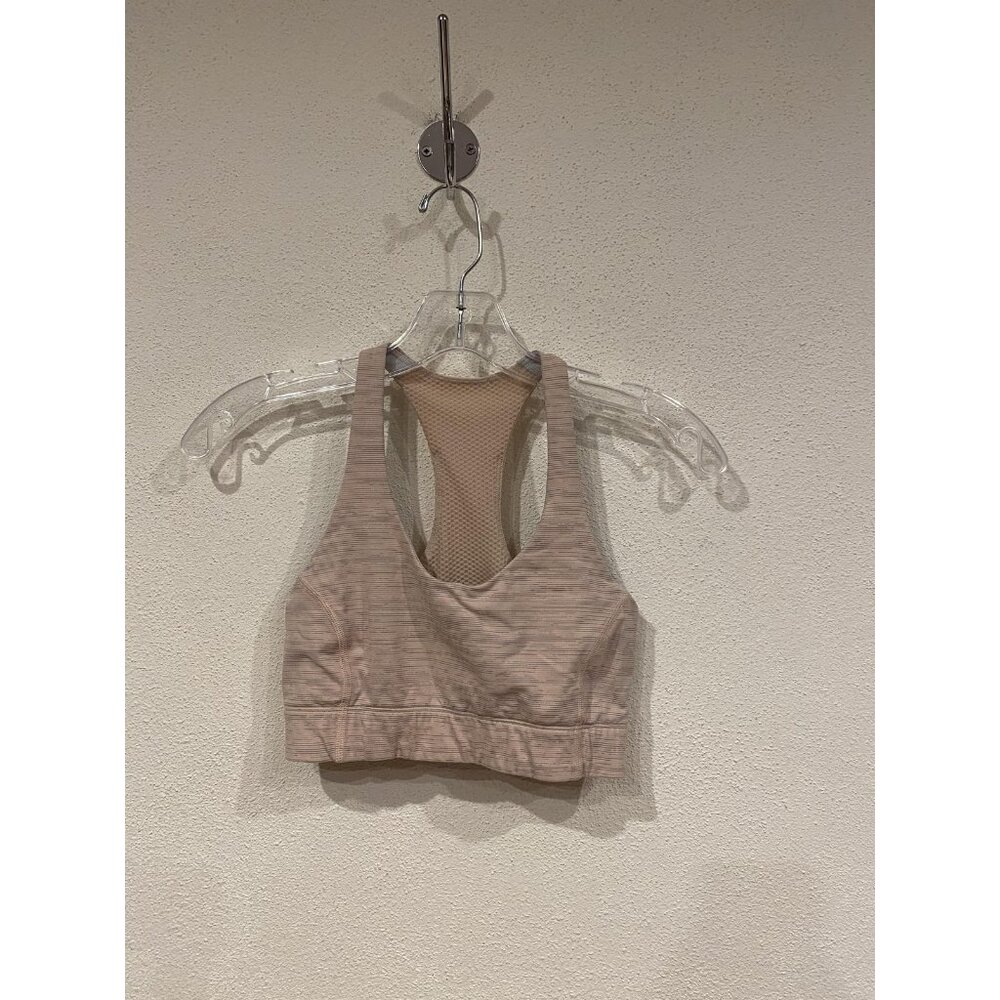 Outdoor Voices Sports Bra Womens XS Beige Mesh Racerback Logo Band Workout